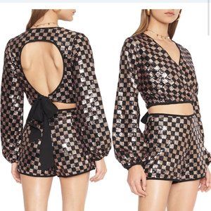 4SI3NNA Deanna Cutout Sequin Crop Top and Shorts